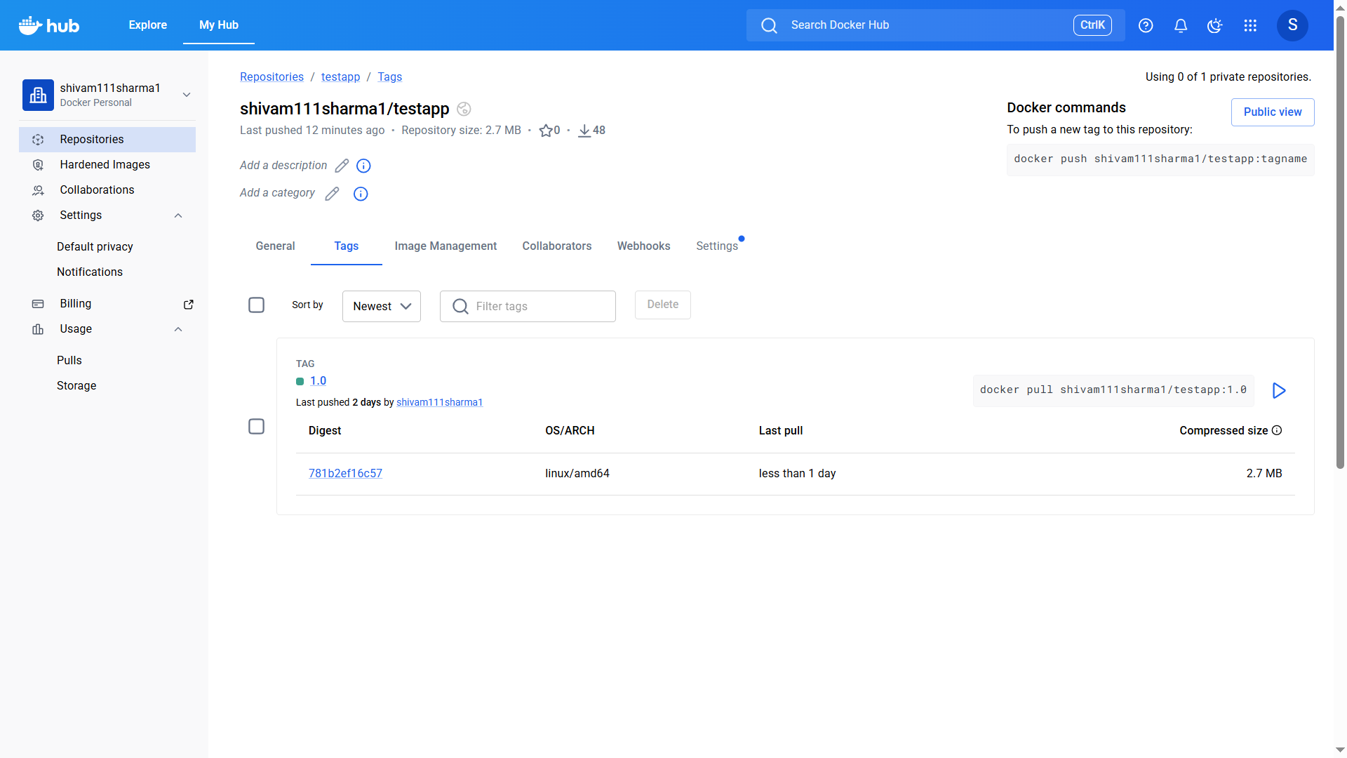 View image on Registry