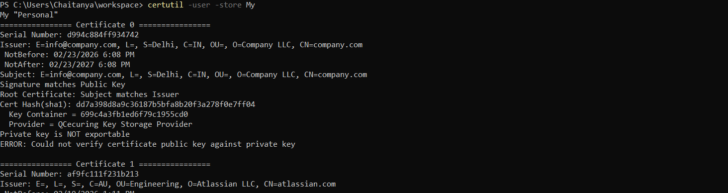Verify Certificate Linked