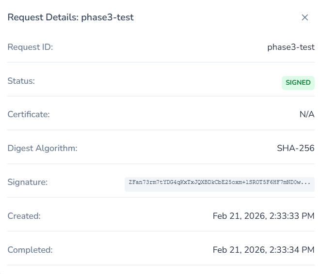 Signing Request Details