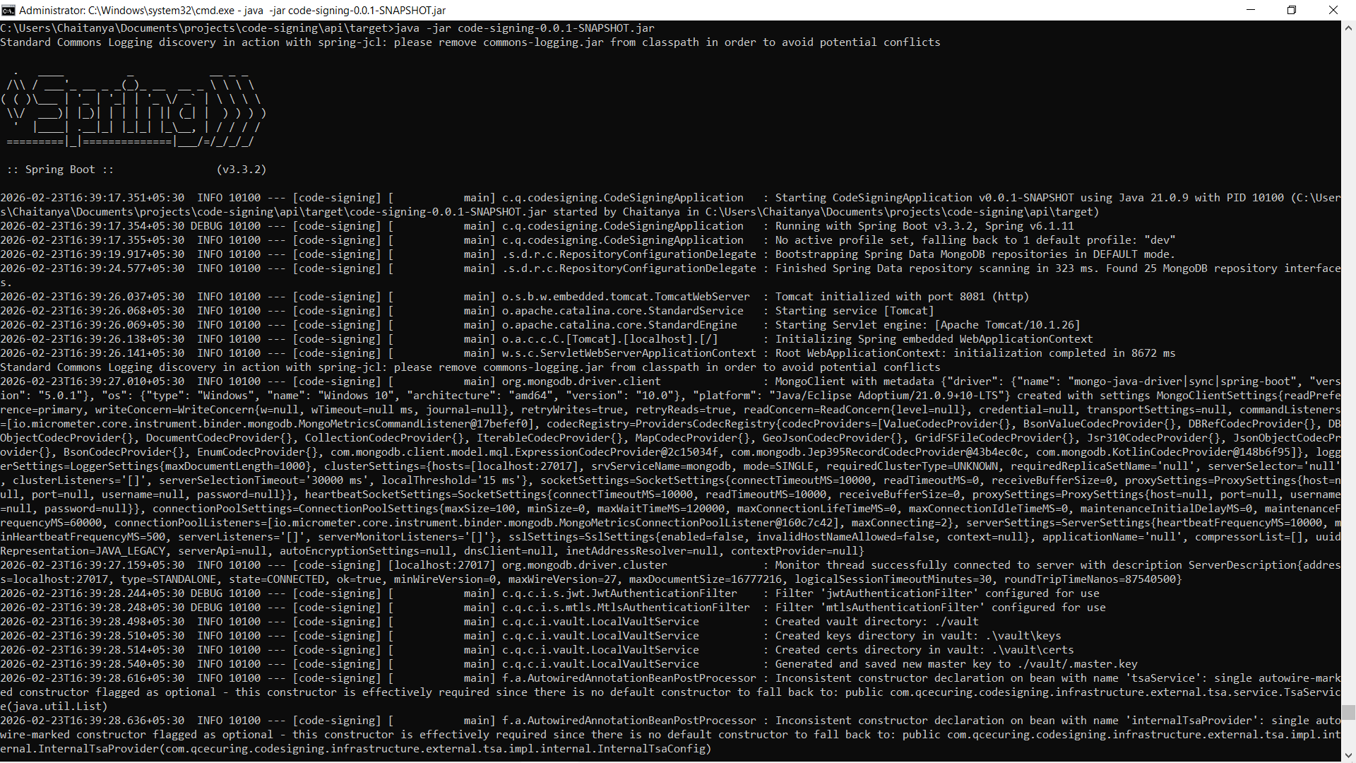 Code Signing launching bash