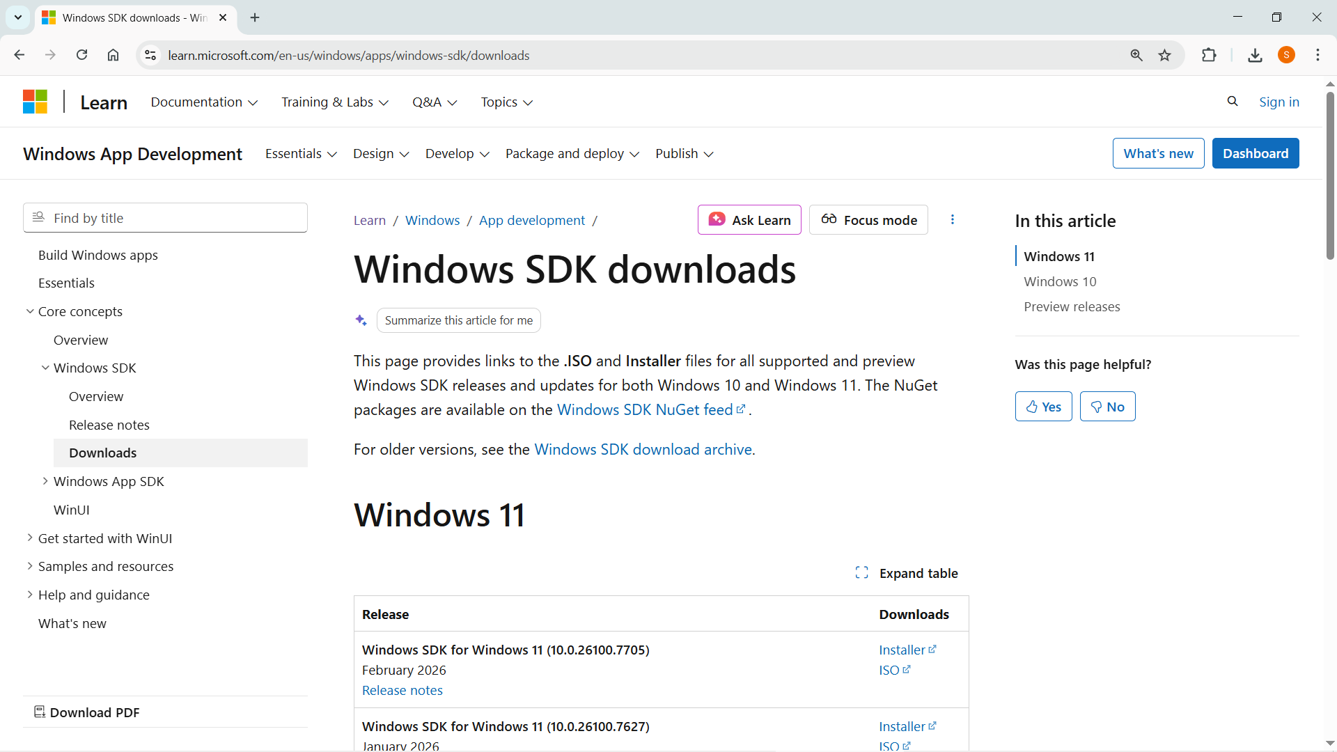 Windows SDK Download