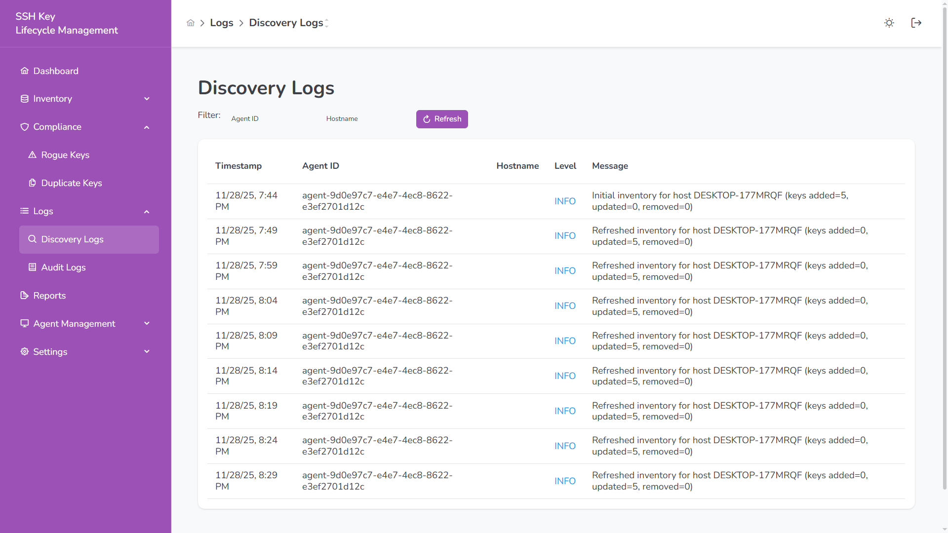 Discovery Logs