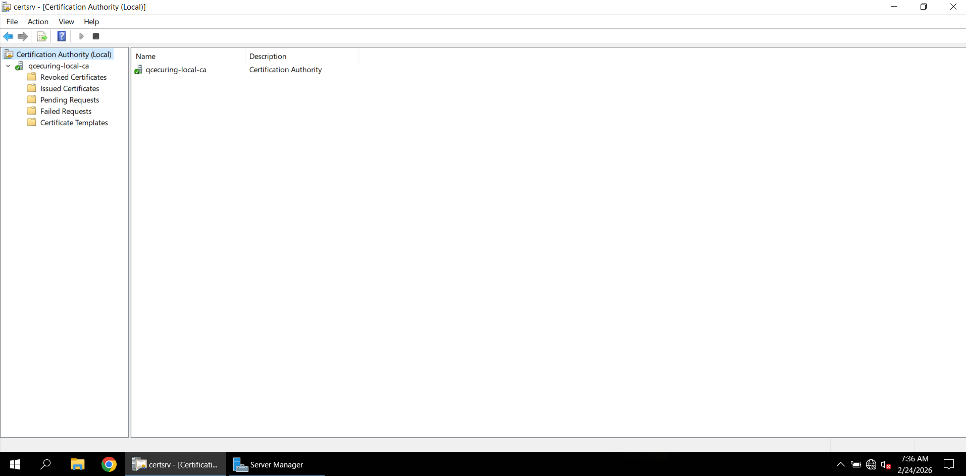 Certification Authority Console