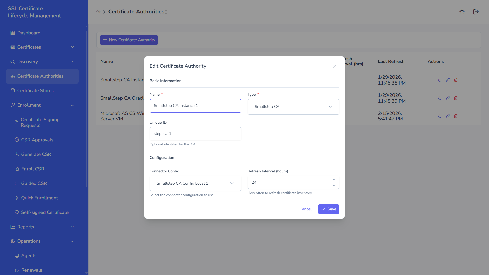 Step CA Connector Config