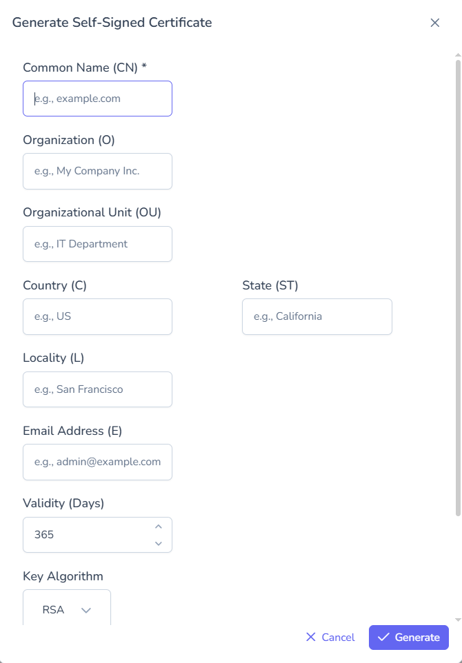 Generate Self-Signed Certificate